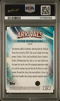 2023 Topps Finest Arrivals A6 Victor Wembanyama PSA 10