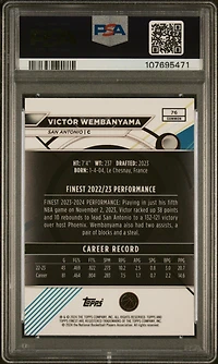 2023 Topps Finest 76 Victor Wembanyama PSA 10