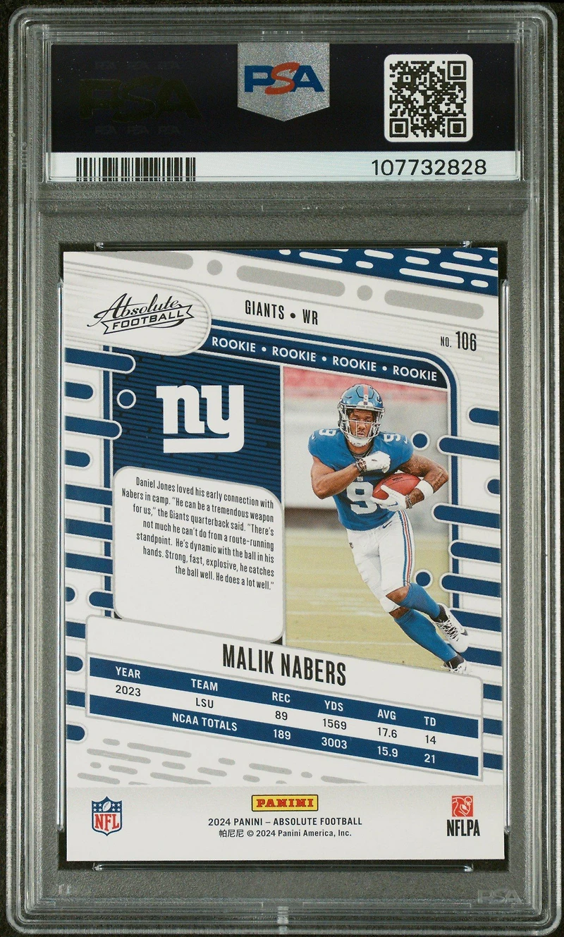 2024 Panini Absolute 106 Malik Nabers PSA 10