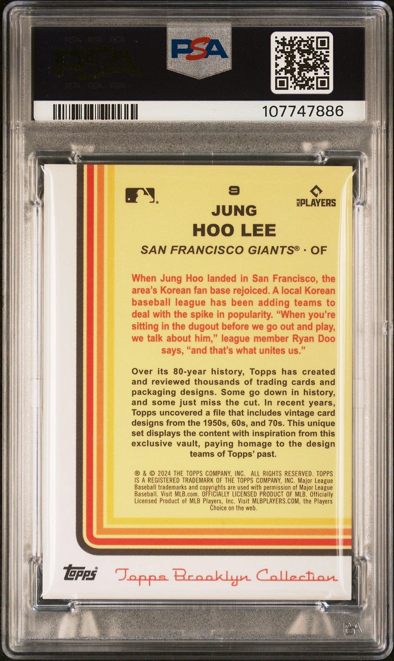 2024 Topps Brooklyn Collection 9 Jung Hoo Lee Black PSA 10