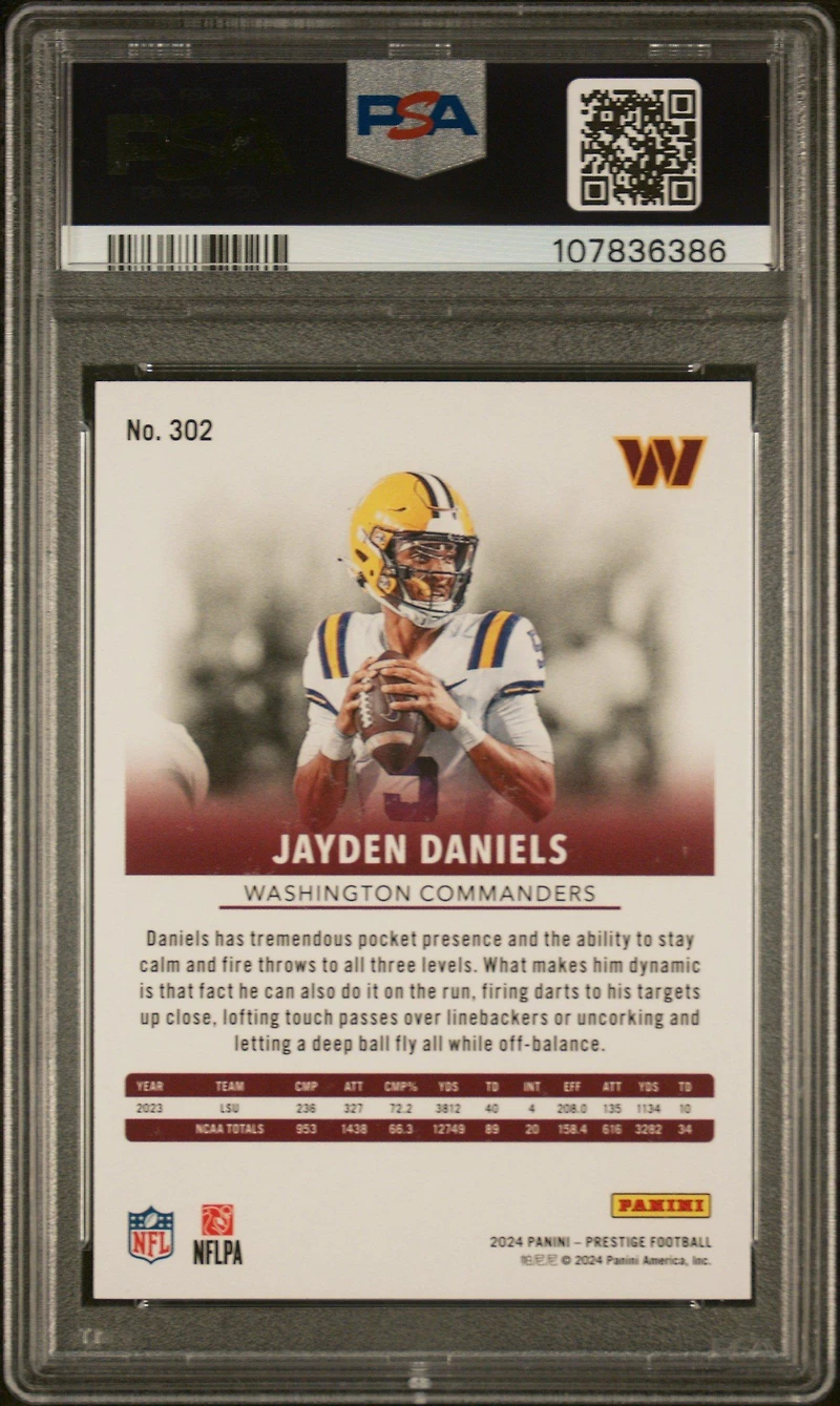 2024 Panini Prestige 302 Jayden Daniels Diamond Xtra Points PSA 9