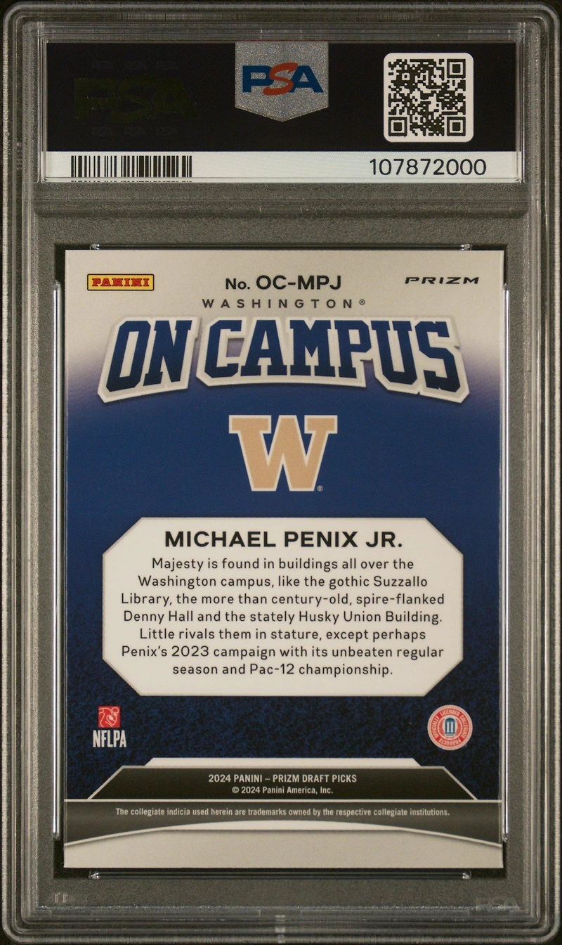 2024 Panini Prizm Draft Picks On Campus Ocmpj Michael Penix Jr. PSA 10