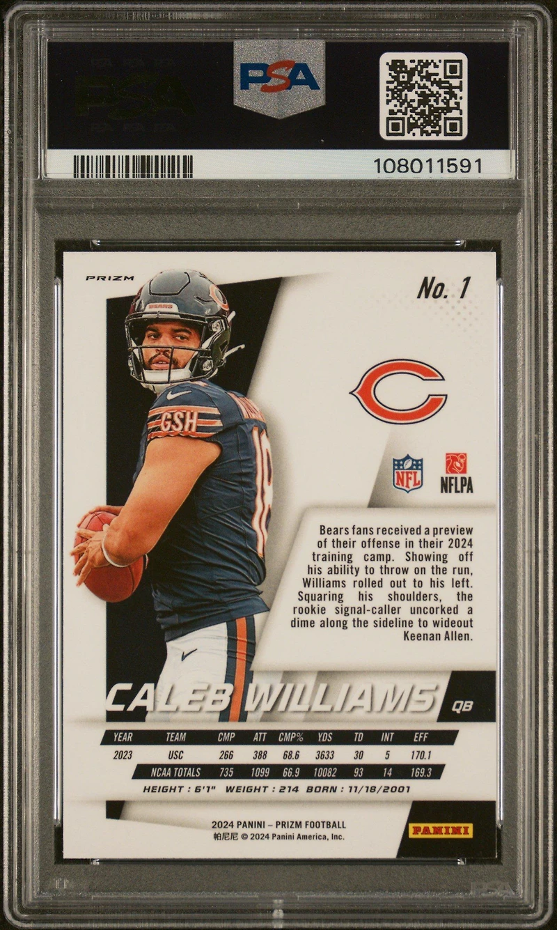 2024 Panini Prizm Prizm Flashback Rookie 1 Caleb Williams PSA 9