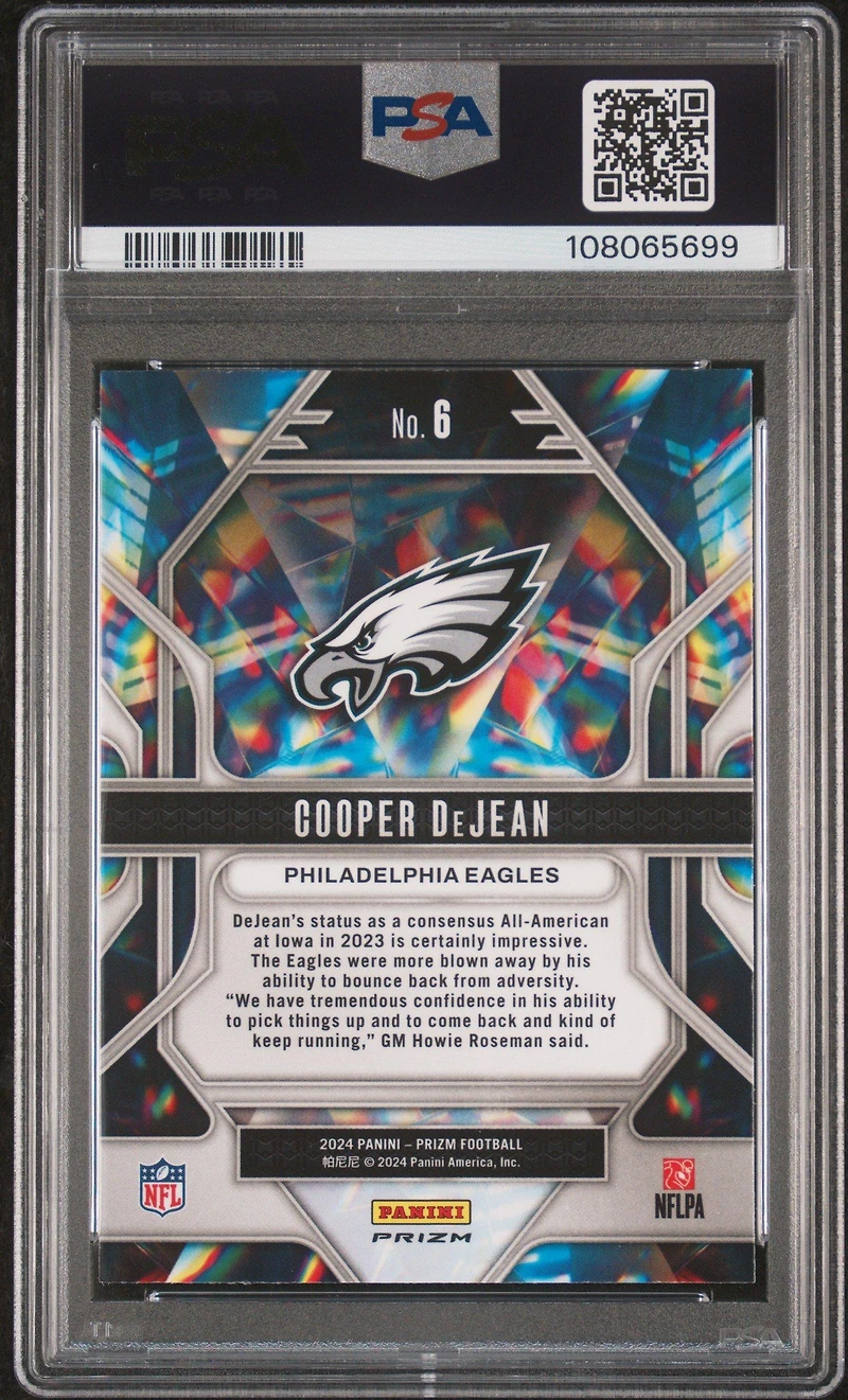 2024 Panini Prizm Prizmatic 6 Cooper Dejean Silver Prizm PSA 10