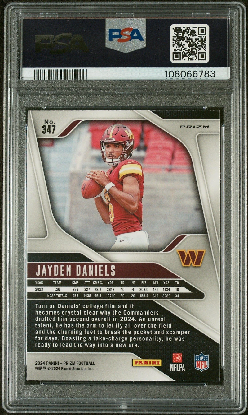2024 Panini Prizm 347 Jayden Daniels Neon Green Pulsar PSA