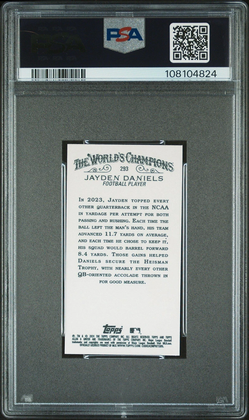 2024 Topps Allen & Ginter 293 Jayden Daniels Mini-black Border PSA 10