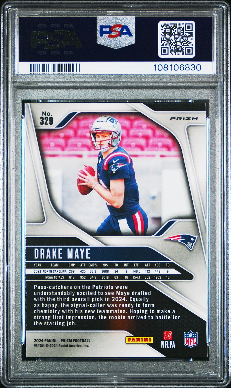 2024 Panini Prizm 329 Drake Maye Lazer Prizm PSA