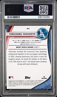 2024 Bowman's Best 34 Yoshinobu Yamamoto PSA 10