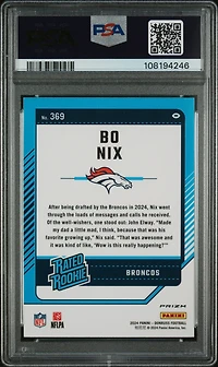 2024 Panini Donruss 369 Bo Nix Optic Preview-red & Green PSA 10