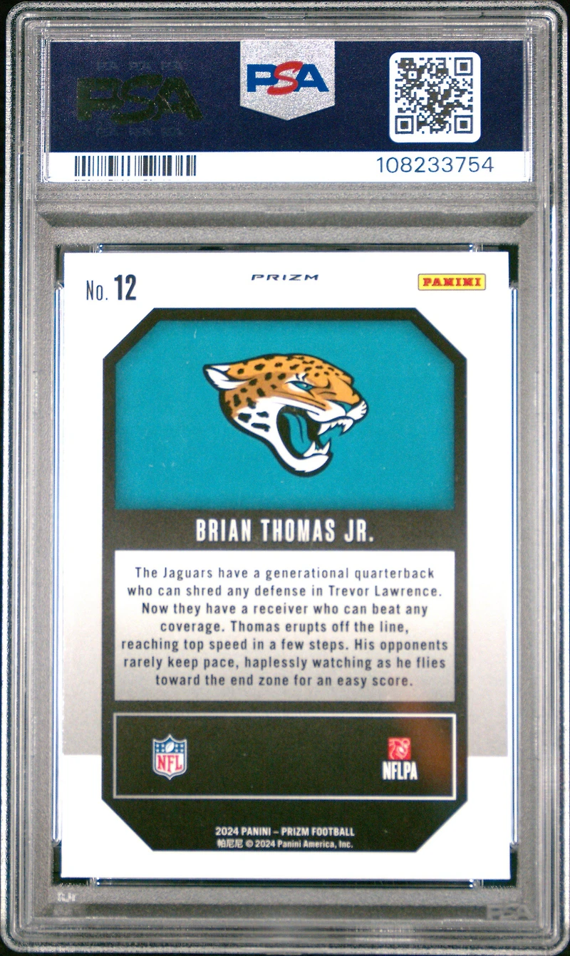 2024 Panini Prizm Emergent 12 Brian Thomas Jr. Green Wave PSA 10