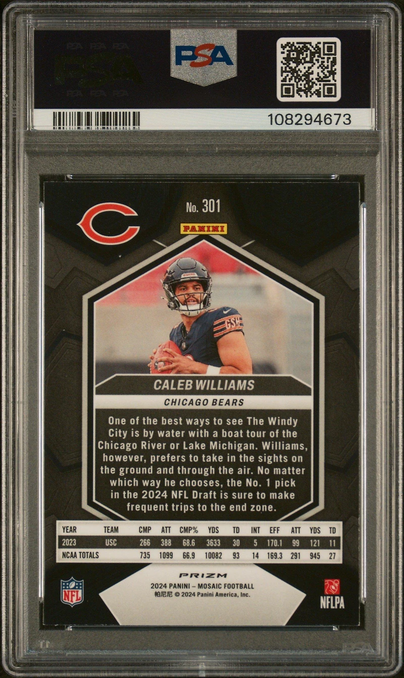 2024 Panini Mosaic 301 Caleb Williams Green PSA 9