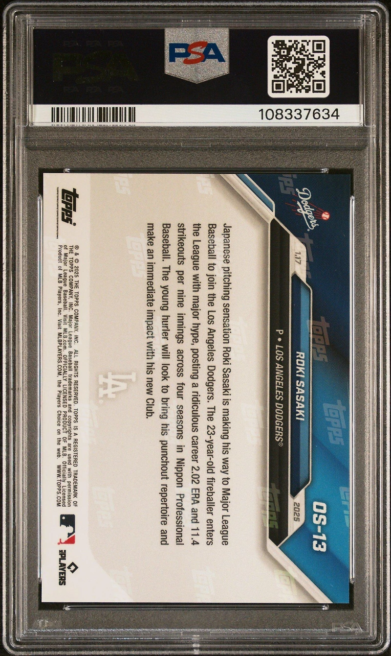 2024 Topps Now Offseason Os13 Roki Sasaki PSA 10