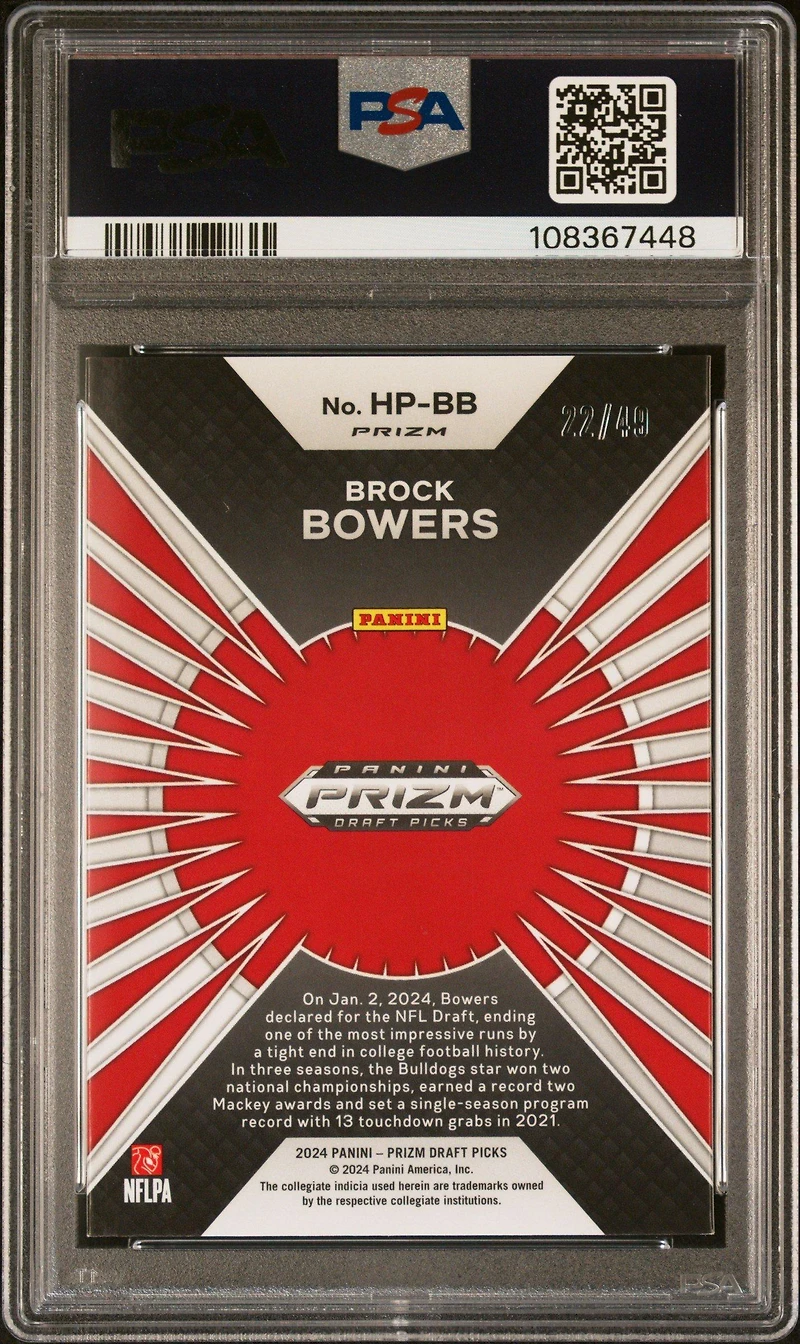 2024 Panini Prizm Draft Picks Hype Hpbb Brock Bowers Orange Pulsar PSA 10