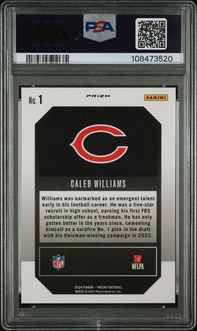 2024 Panini Prizm Emergent 1 Caleb Williams Green Prizm PSA
