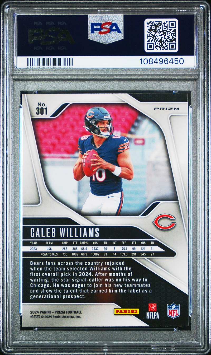 2024 Panini Prizm 301 Caleb Williams Lazer Prizm PSA