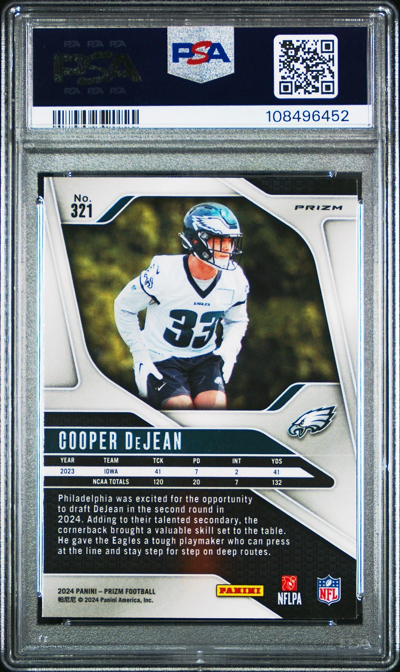 2024 Panini Prizm 321 Cooper Dejean Silver Prizm PSA 10