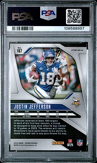 2024 Panini Prizm 187 Justin Jefferson Silver Prizm PSA 10