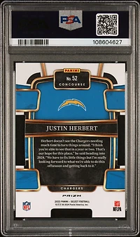 Panini Select Justin Herbert Die-cut Zebra Prizm PSA