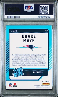 2024 Panini Donruss 379 Drake Maye Optic Preview-red Wave PSA