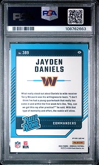 2024 Panini Donruss 389 Jayden Daniels Optic Preview-pink PSA