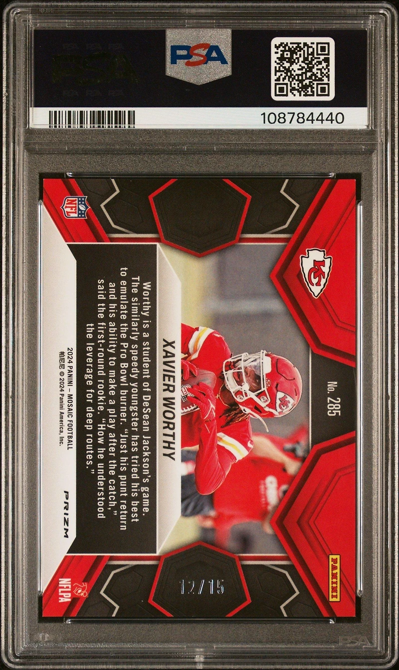 2024 Panini Mosaic 285 Xavier Worthy Tessellation PSA 10