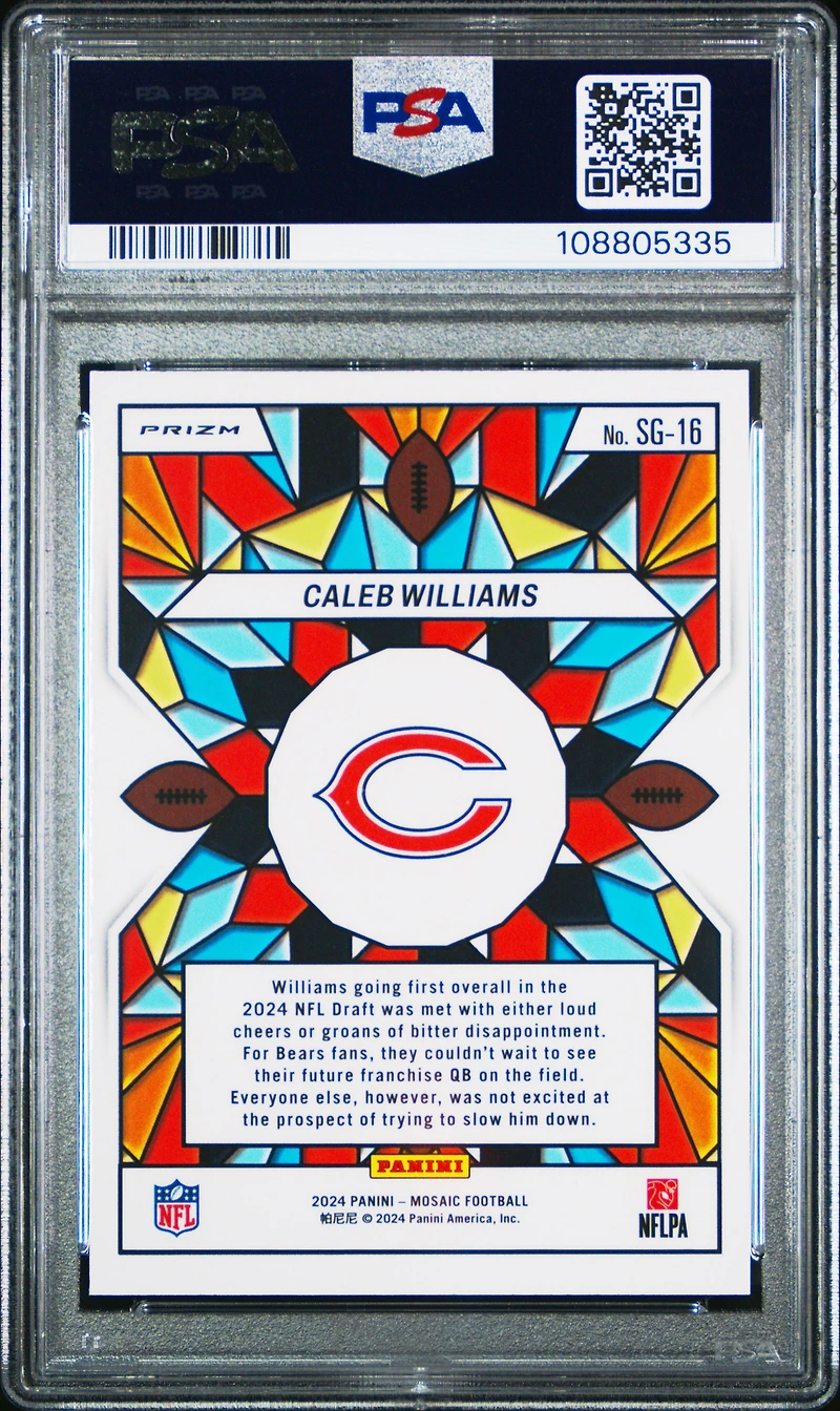 2024 Panini Mosaic Stained Glass Sg16 Caleb Williams PSA 9
