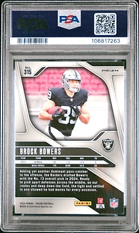 2024 Panini Prizm 315 Brock Bowers Lazer Prizm PSA 9