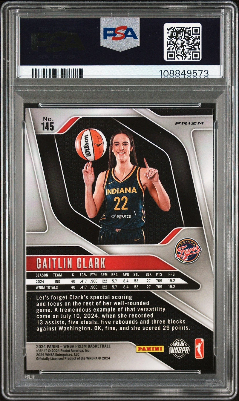 2024 Panini Prizm Wnba 145 Caitlin Clark Velocity PSA