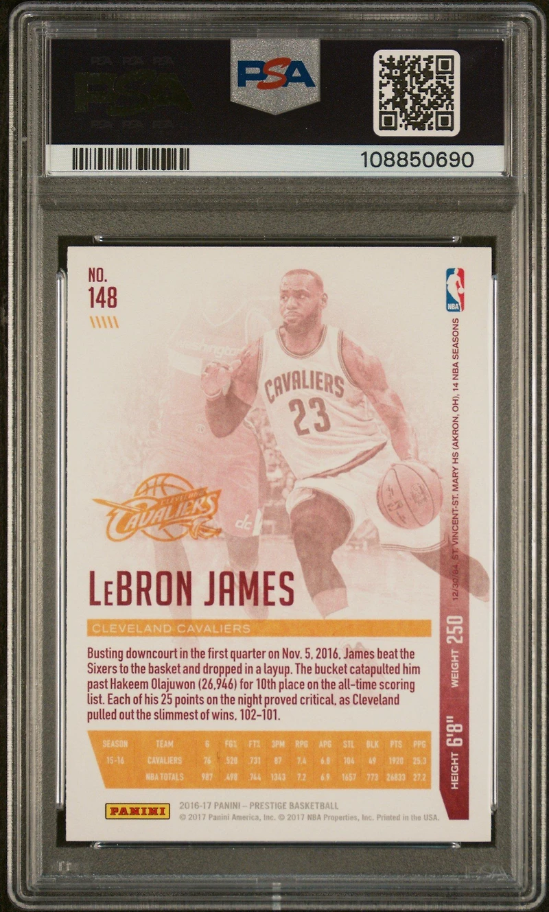 2016 Panini Prestige 148 Lebron James PSA 10