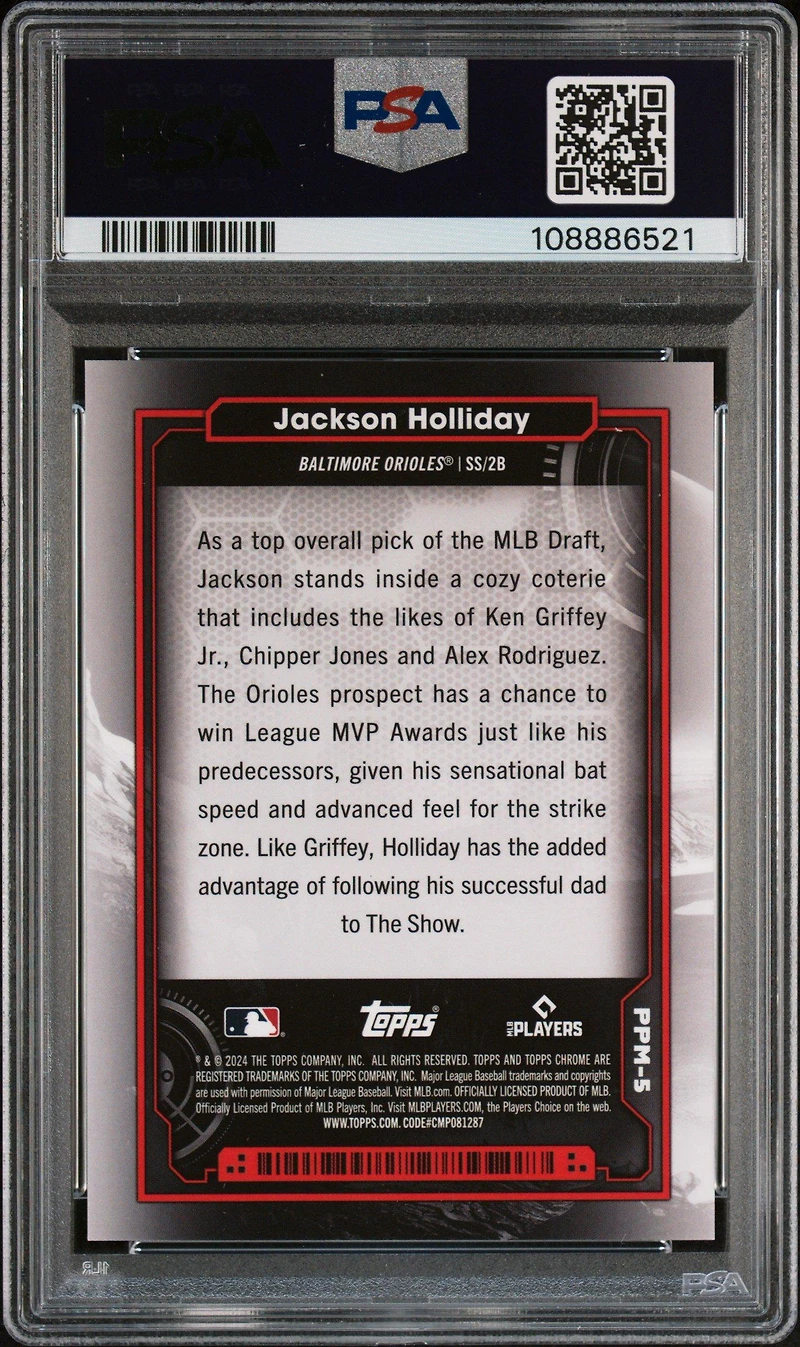 2024 Topps Chrome Cosmic Planetary Pursuit 5 Jackson Holliday Mercury PSA 10