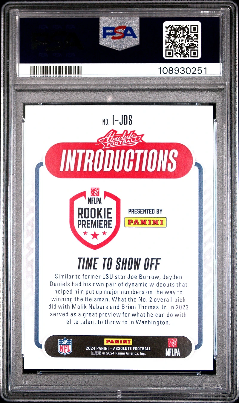 2024 Panini Absolute Introductions Ijds Jayden Daniels PSA 10