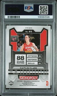 2024 Panini Prizm Monopoly Wnba 65 Caitlin Clark Silver Prizm PSA