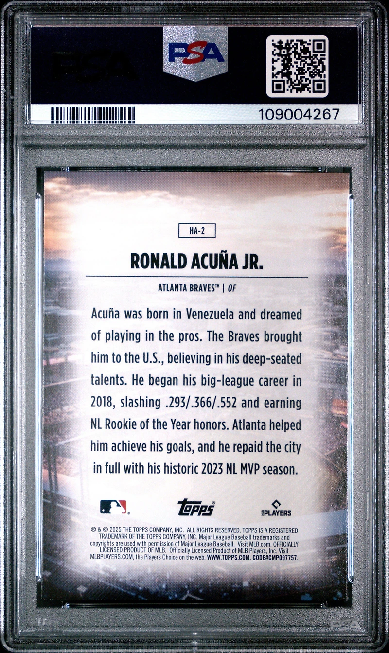 2025 Topps Home Field Advantage Ha2 Ronald Acuna Jr. PSA 9