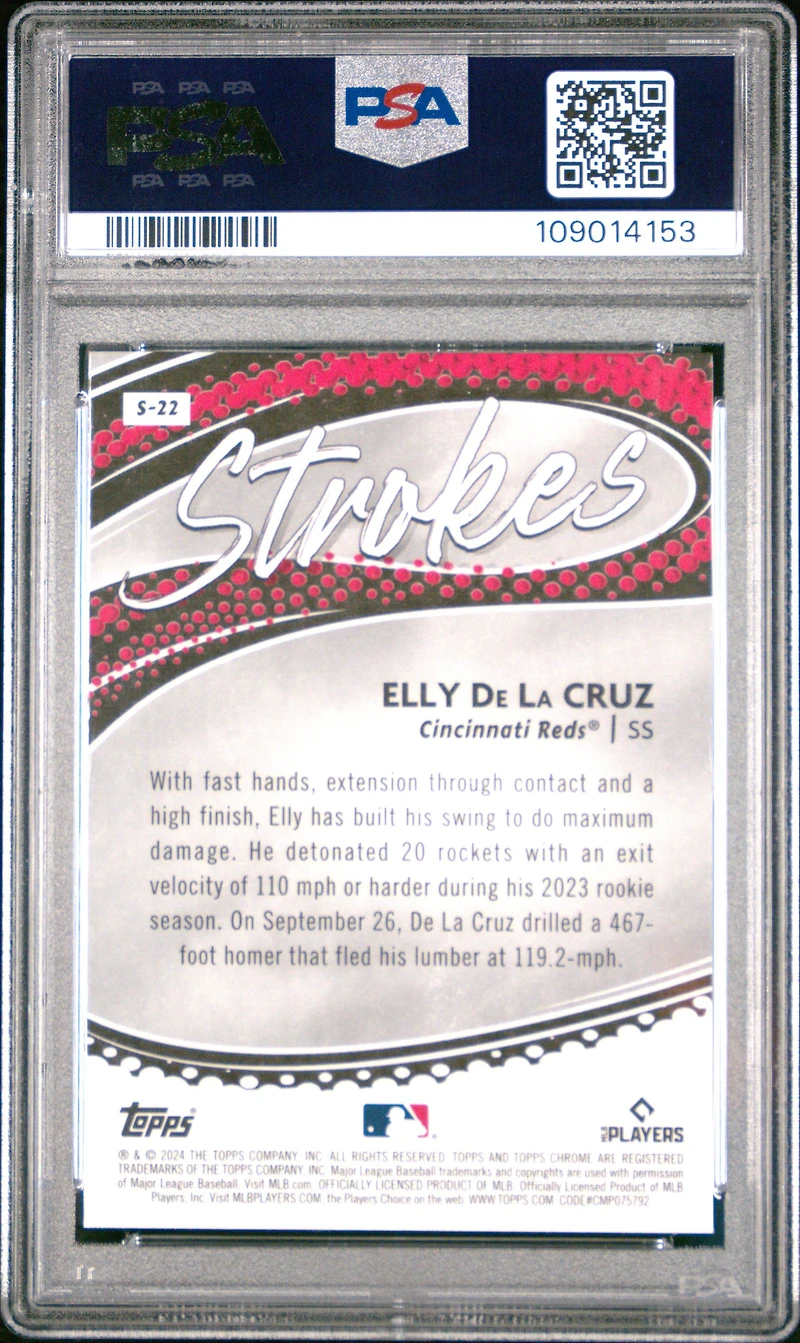 2024 Topps Chrome Strokes S22 Elly De La Cruz PSA 10