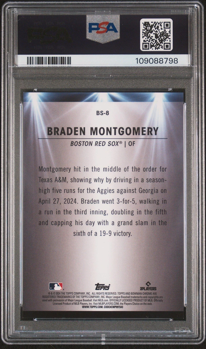 2024 Bowman Draft Bowman Spotlights Bs8 Braden Montgomery PSA 9