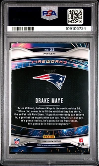 2024 Panini Prizm Fireworks 22 Drake Maye Green Ice PSA 10