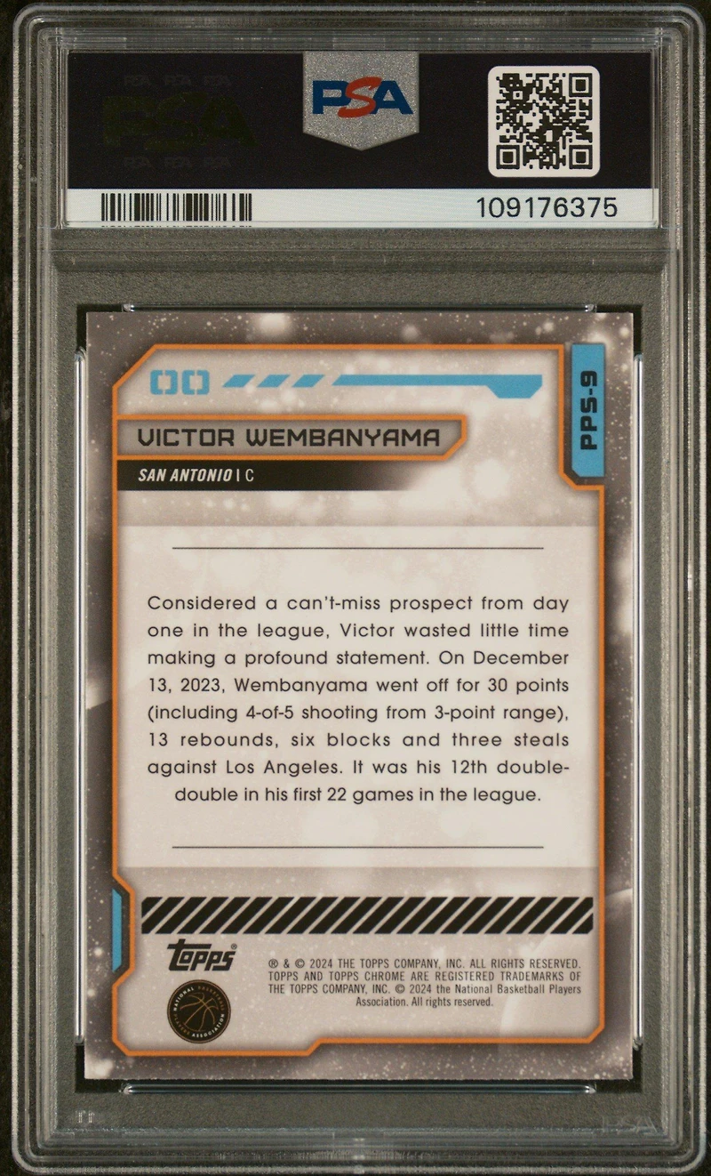 2023 Topps Cosmic Chrome Planetary Pursuit Pps9 Victor Wembanyama Sun PSA 10