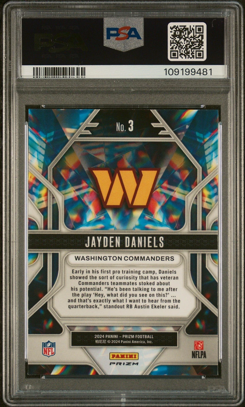 2024 Panini Prizm Prizmatic 3 Jayden Daniels Green Ice PSA 10