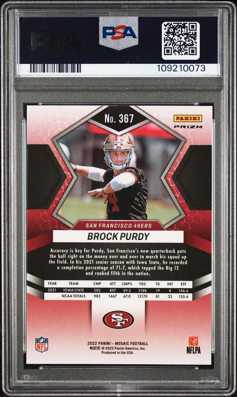 2022 Panini Mosaic 367 Brock Purdy Mosaic PSA