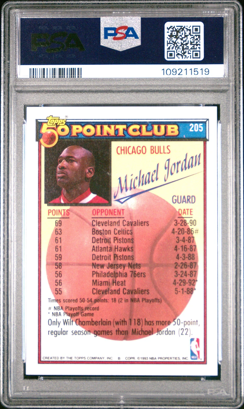 1992 Topps Gold 205 Michael Jordan PSA 9