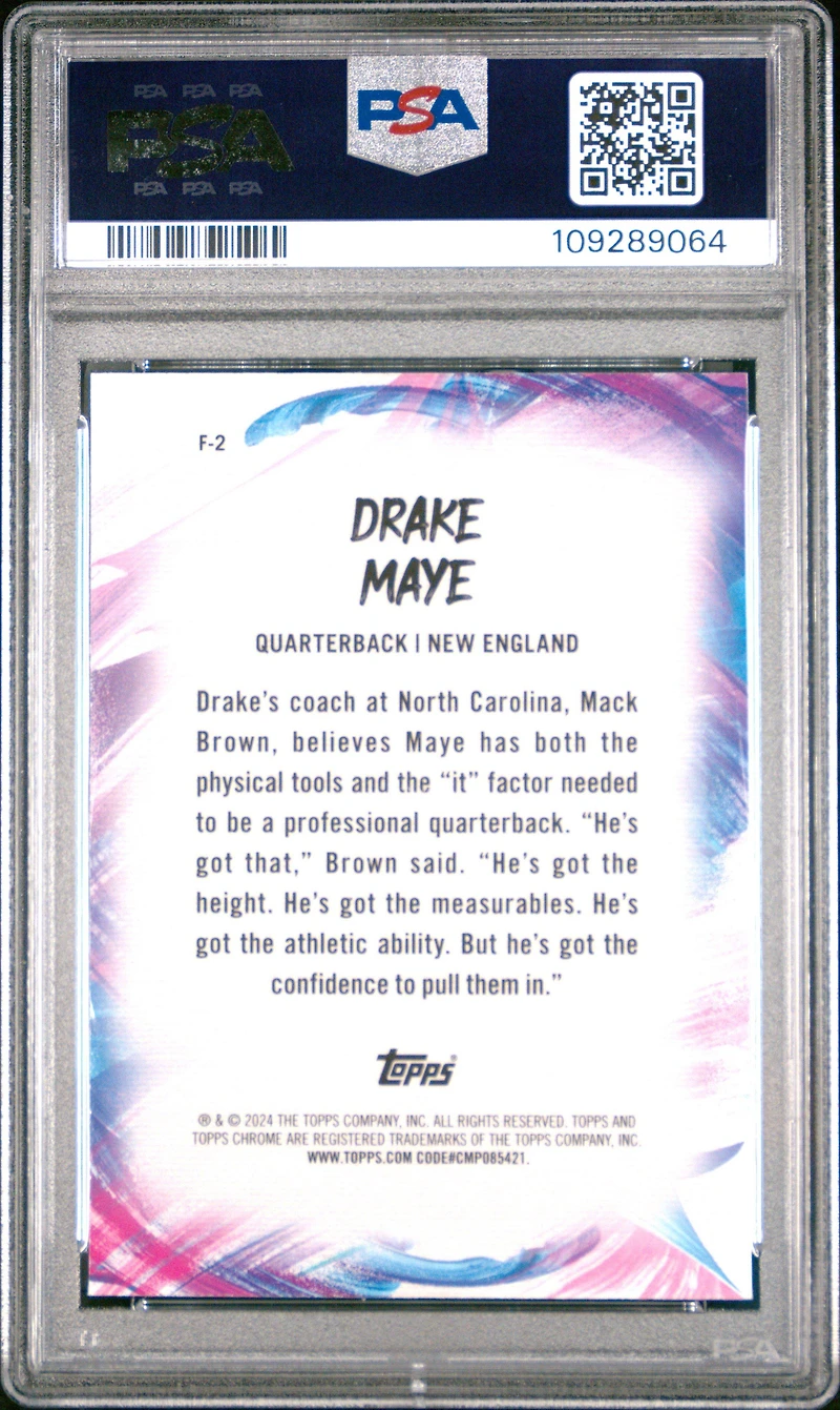 2024 Topps Chrome Finesse F2 Drake Maye X-fractor PSA 10