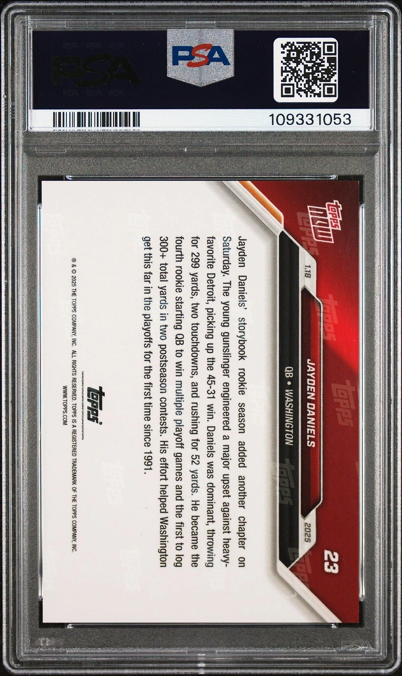 2024 Topps Now 23 Jayden Daniels PSA 10