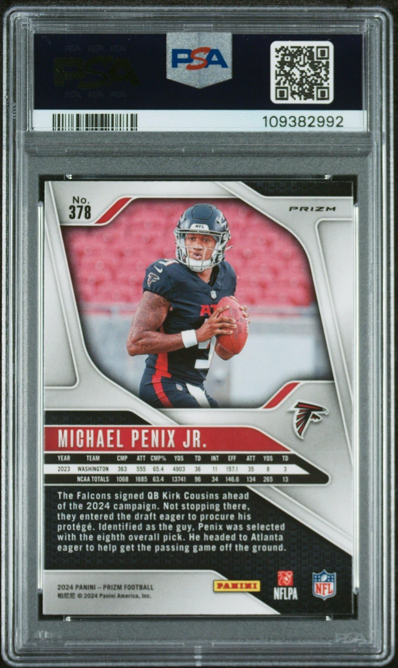 2024 Panini Prizm 378 Michael Penix Jr. Neon Green Pulsar PSA