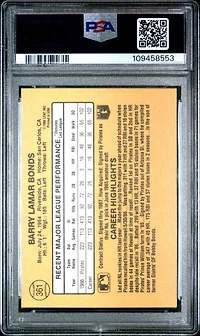 1987 Donruss 361 Barry Bonds PSA