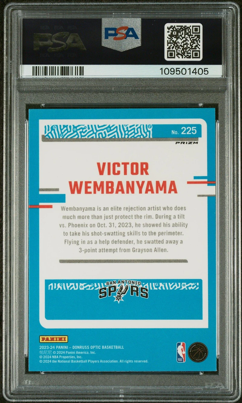 2023 Panini Donruss Optic 225 Victor Wembanyama Purple PSA