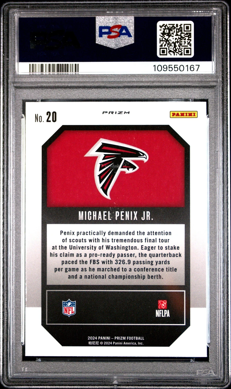 2024 Panini Prizm Emergent 20 Michael Penix Jr. Green Prizm PSA 10