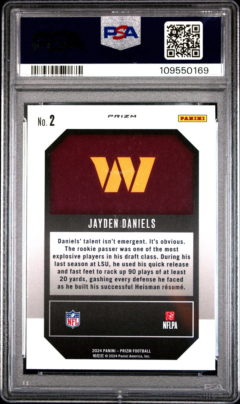 2024 Panini Prizm Emergent 2 Jayden Daniels Green Prizm PSA