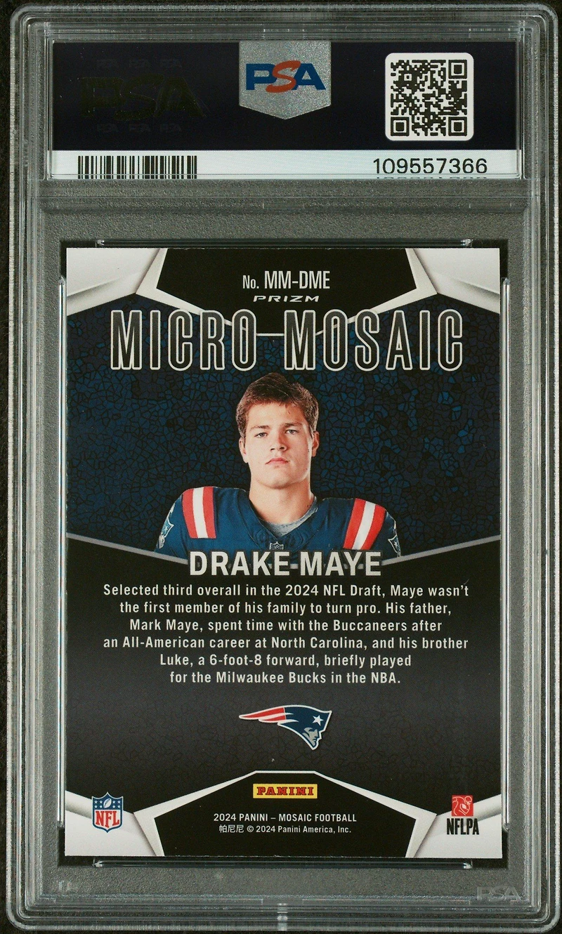 2024 Panini Mosaic Micro Mosaic Mmdme Drake Maye PSA 10