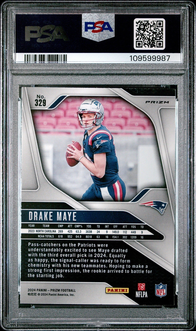 2024 Panini Prizm 329 Drake Maye Pink Prizm PSA 9