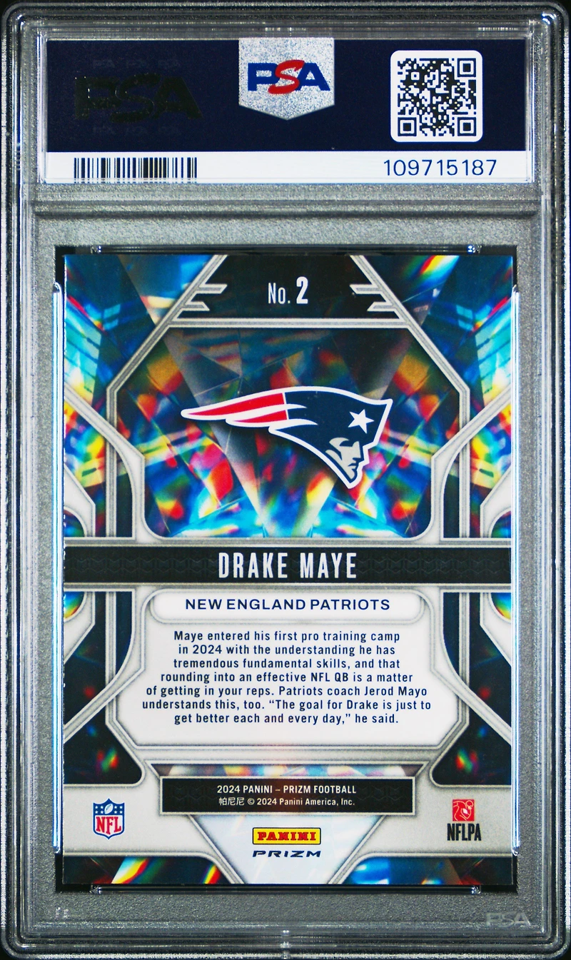 2024 Panini Prizm Prizmatic 2 Drake Maye Green Wave PSA 10
